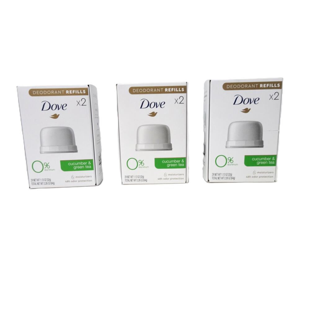 Dove Deodorant Refill Kit 3 Boxes includes 6 refills Cucumber and Green Tea